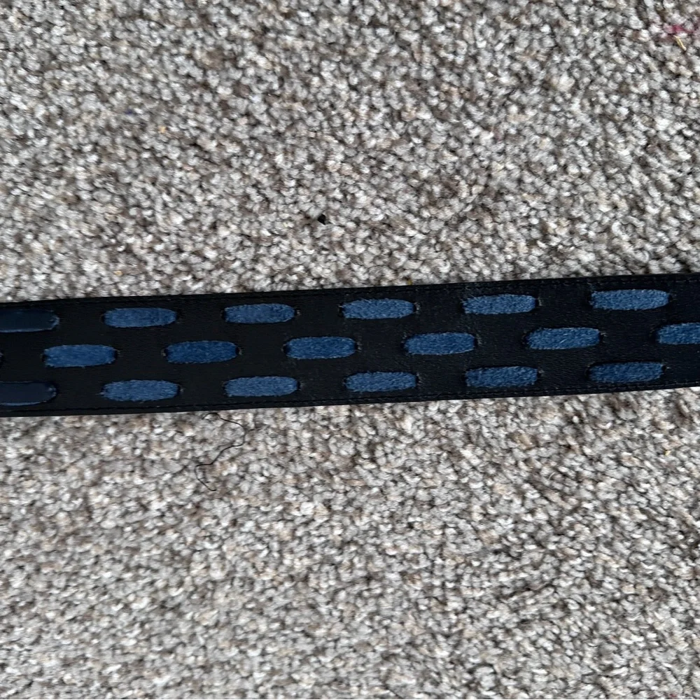 Vintage Escada Black Leather Mirrored Belt Size 42 Rockstar West Germany Made